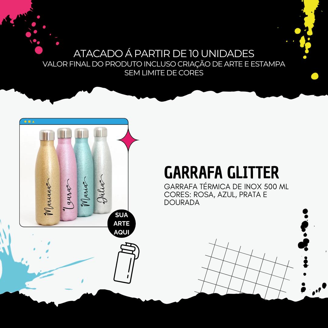 Garrafa Glitter Personalizada
